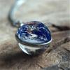 Boule en Verre Cristal Double Face Motif Terre Bijoux Polyvalents pour Femmes Collier Pendentif Rétro