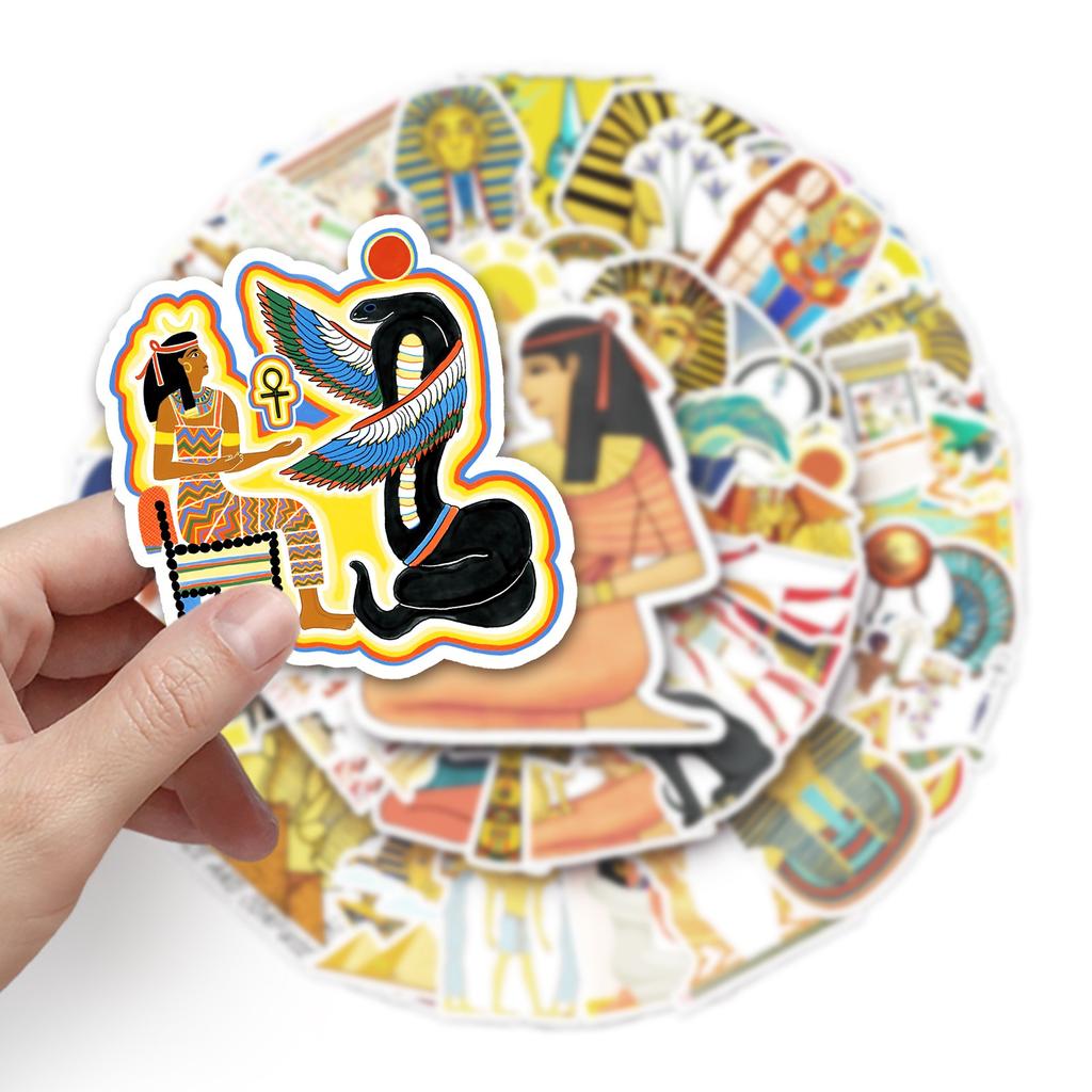 10/50Pcs Ancient Egypt Stickers Pyramid Sphinx Pharaoh Stickers Graffiti Stickers for DIY Luggage Laptop Skateboard Motorcycle Bicycle Stickers