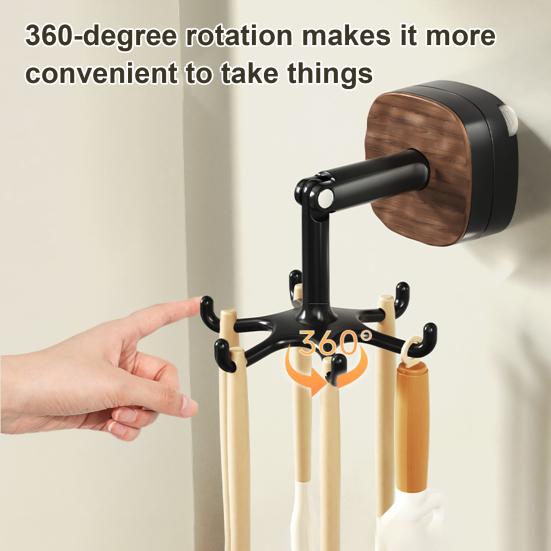 Suction Cup Hook Kitchen Utensil Hanger Under Cabinet Hook 360 Degrees Rotating 6-Claw Folding Hook for Bathroom Bedroom Closet Door Wall