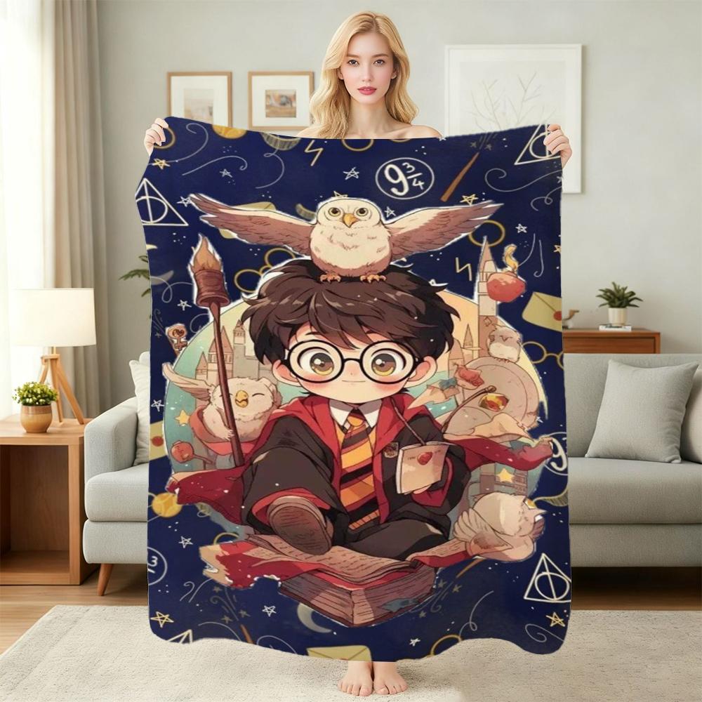 Harry Potter'S Magical World Pattern Theme Flannel Blanket Allseason Fleece Blanket For Bedroom Sofa Bed Home Decor Christmas Gift