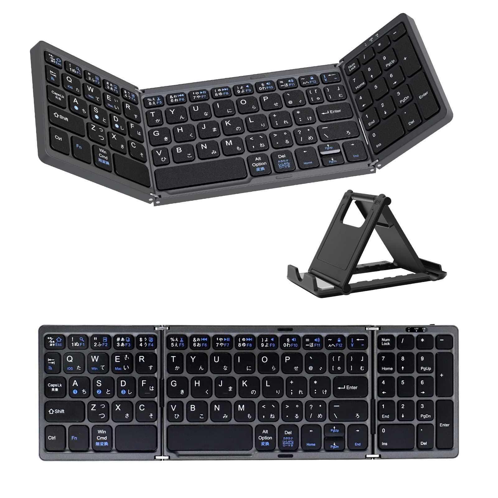 

Ewin Original Wireless Folding Bluetooth Keyboard with Numeric Keypad, Japanese Layout, Kana Input, 3-Device Registration, One-Touch Switching,