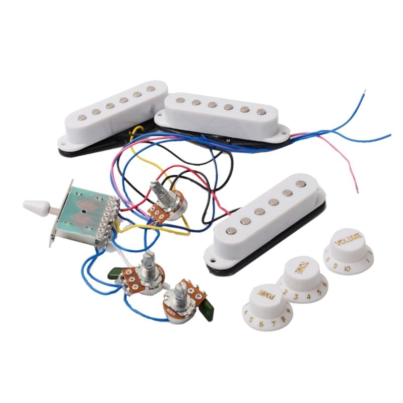 Guitar Prewired Harness Guitar Pickups 5 Way Switch Wiring Harness Converter 500K Potentiometer 2T1V Wiring Harness Kit