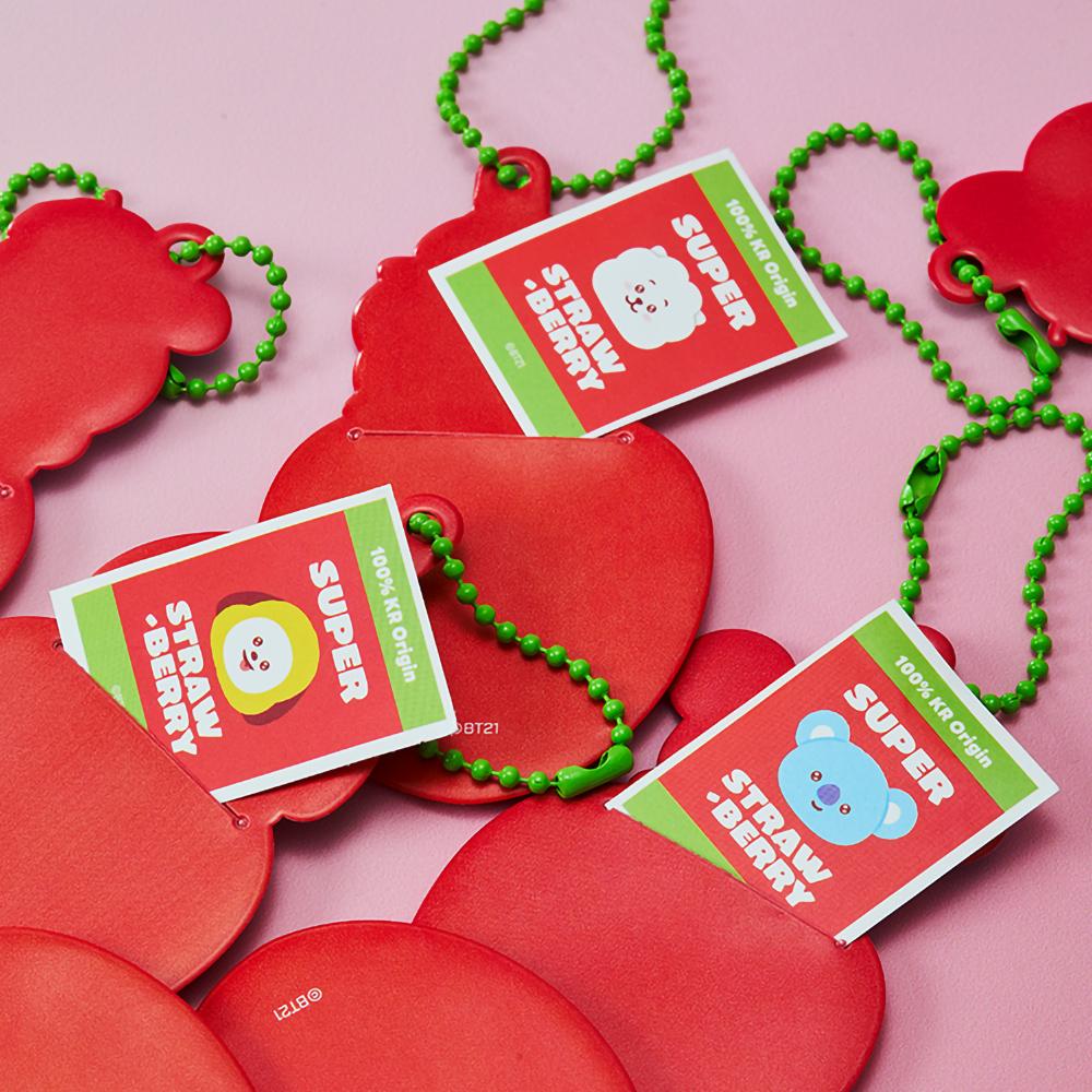 BT21 RJ Strawberry Party Mini Photo Holder Keyring