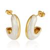 Fashion oiled stainless steel earrings women's light luxury high-end sense versatile 18K stud earrings trendy earrings