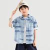 Duoduojia Boys' Summer Short-Sleeve Casual Shirt with Landscape Print