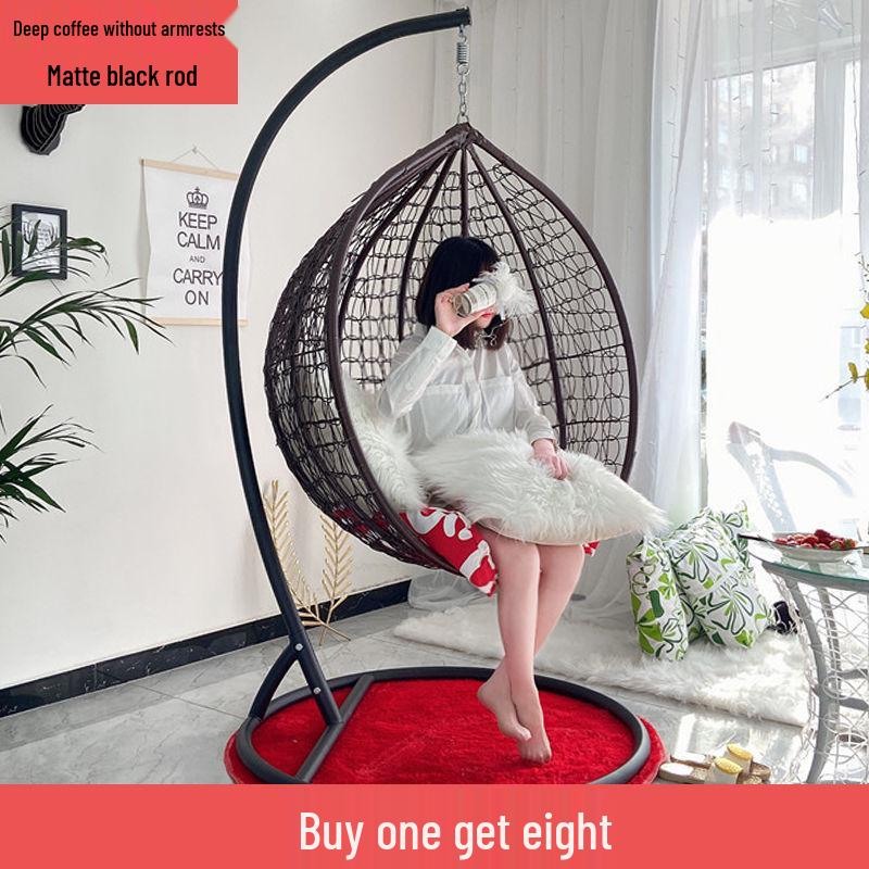 Double Wicker Hanging Basket Chair: Indoor/Outdoor Bird's Nest Swing Chair for Balcony & Leisure