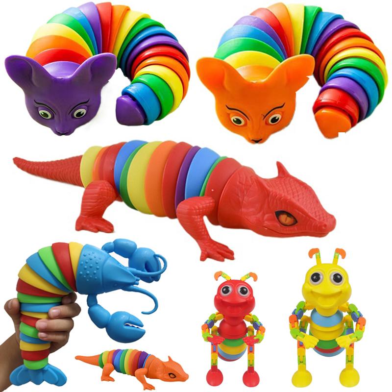 Fashnics New Fidget Slug Toy For Children 3D Colorful Sensory Slug Relieves Fun Decompression Toy Creative Twist Fox/Ant/Fidget Toy