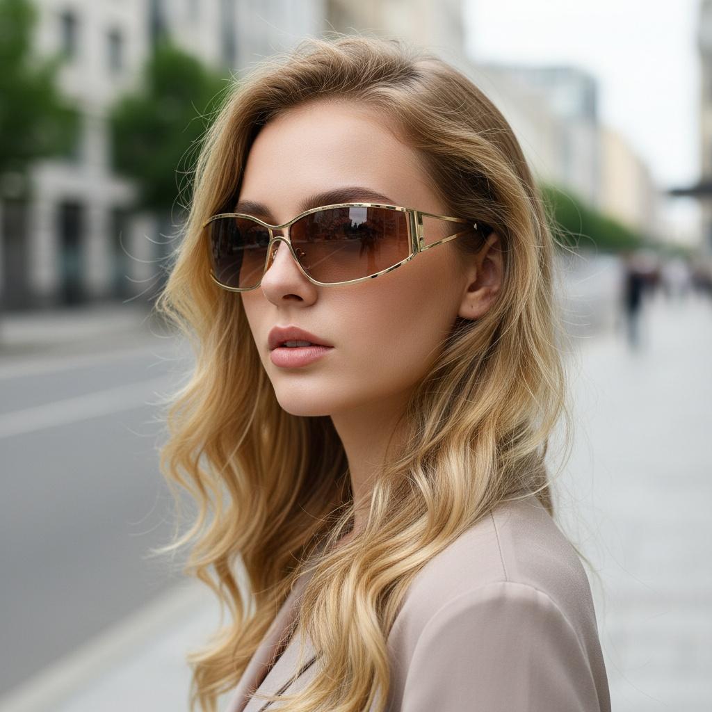 New Minimalist Style Fashion Metal Frame Women's Sunglasses Daily Commute Street Styling Sunshade Eyewear 81075