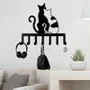 Modern Cat Silhouette Key Holder 7 Hook Wall Mounted Iron Organizer Space Saving Entryway Bedroom Gift for Cat Lovers