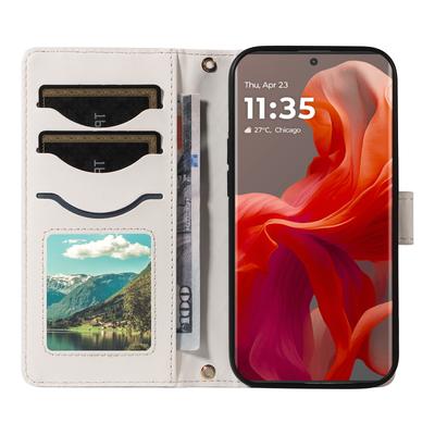 For Motorola Edge 50 Fusion 5G Case Wallet Rhombus Leather Phone Cover with Shoulder Strap,Wrist Strap