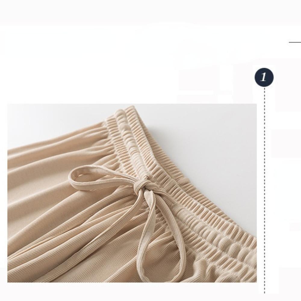 Summer Ladies Ice Silk Light Wide Leg Trousers Girl Solid Color High Waist Loose All-match Straight Casual Pants