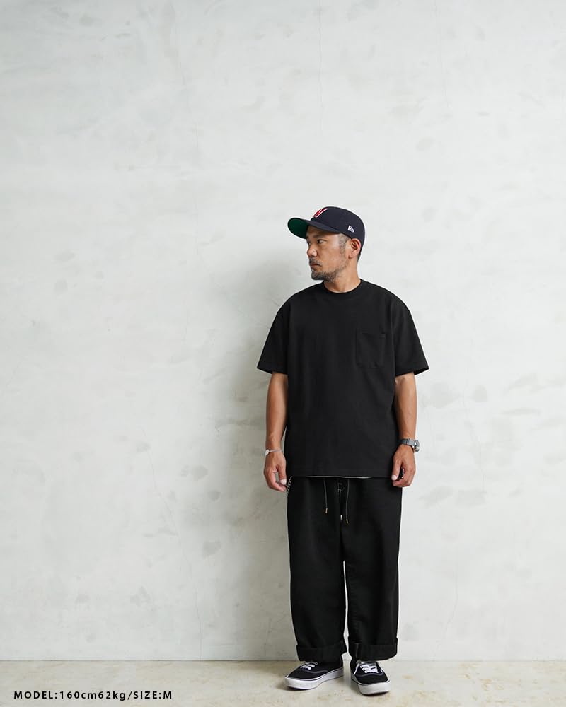 WAIPER Crew Neck Short Sleeve Pocket Made In Japan 1-Pack T-Shirt, [WP1110] (JP, Alphabet, XL, Black)