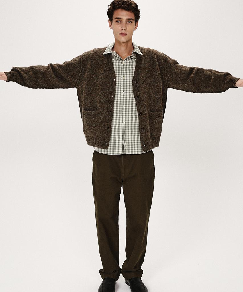 Shirter Shaggy Dog Reverse Seam Cardigan (Brown)