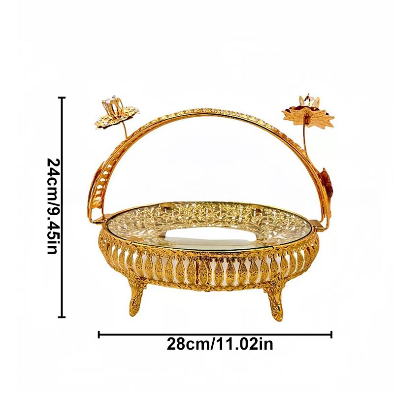 

1PC Display Tray European Court Style Floral Carving Home Decor Gold Carved Luxury Ornament Multifunctional Gold 28*24cm золотий