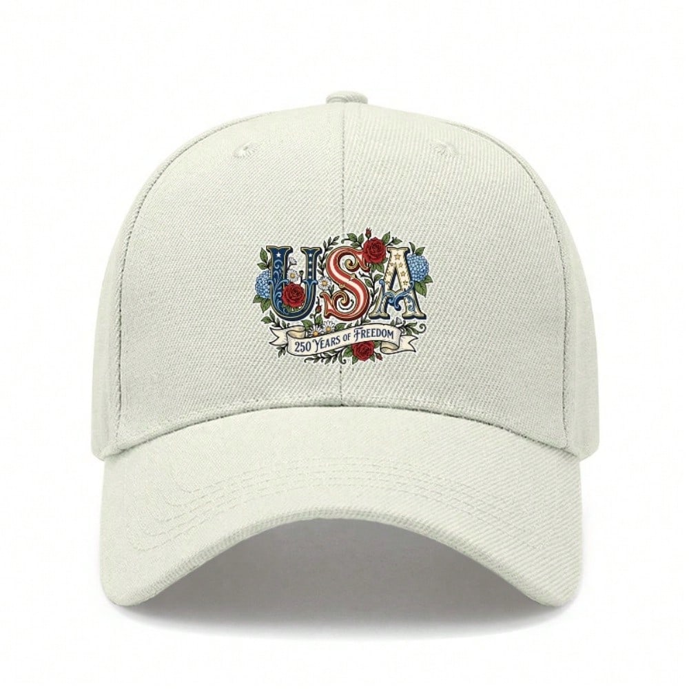 Patriotic Baseball Cap - USA 250 Years Freedom Print Polyester Adjustable Breathable Casual Outdoor Sports Cap For July 4Th Memorial Day Gift