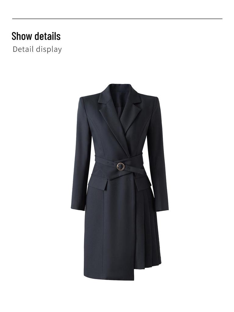 Elegant Irregular Belted Suit Dress - Women's Spring Collection