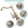 Antique Brass High Tap Bathroom Basin Single Lever Sink Mixer Tap 360° Rotating Spout