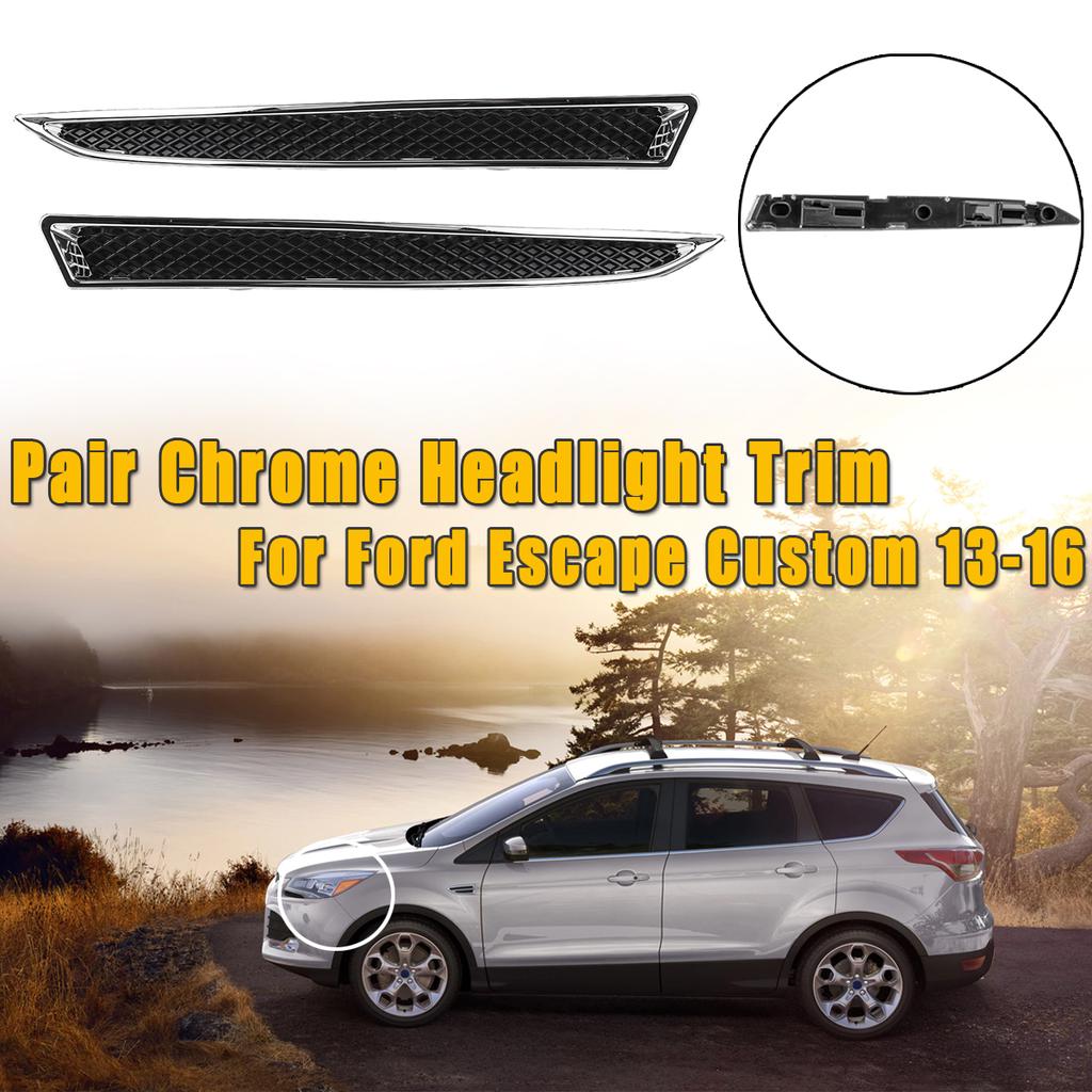 Pair For 2013-2018 Ford Fusion Mondeo Chrome ABS Rear Fog Light Lamp Cover Trim