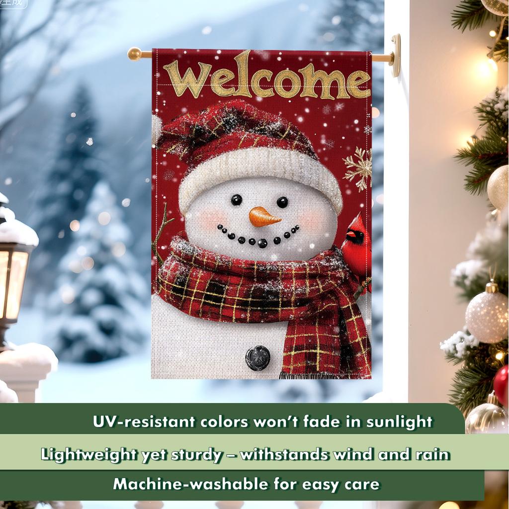 Christmas snowmanGarden Flag 12x18 Inch Double Sided for Courtyard Outdoor Welcome Flag Decoration (Excluding Flagpole)