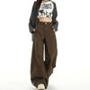 Mocha Brown American Non-elastic High-waisted Ins Style Jeans Women's Autumn New Lazy Fashionable Loose Floor Pants