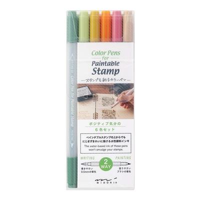 DESIGNPHIL Midori Paintable Stamp Color 38083006 Pens, 6-Pack, Positive,
