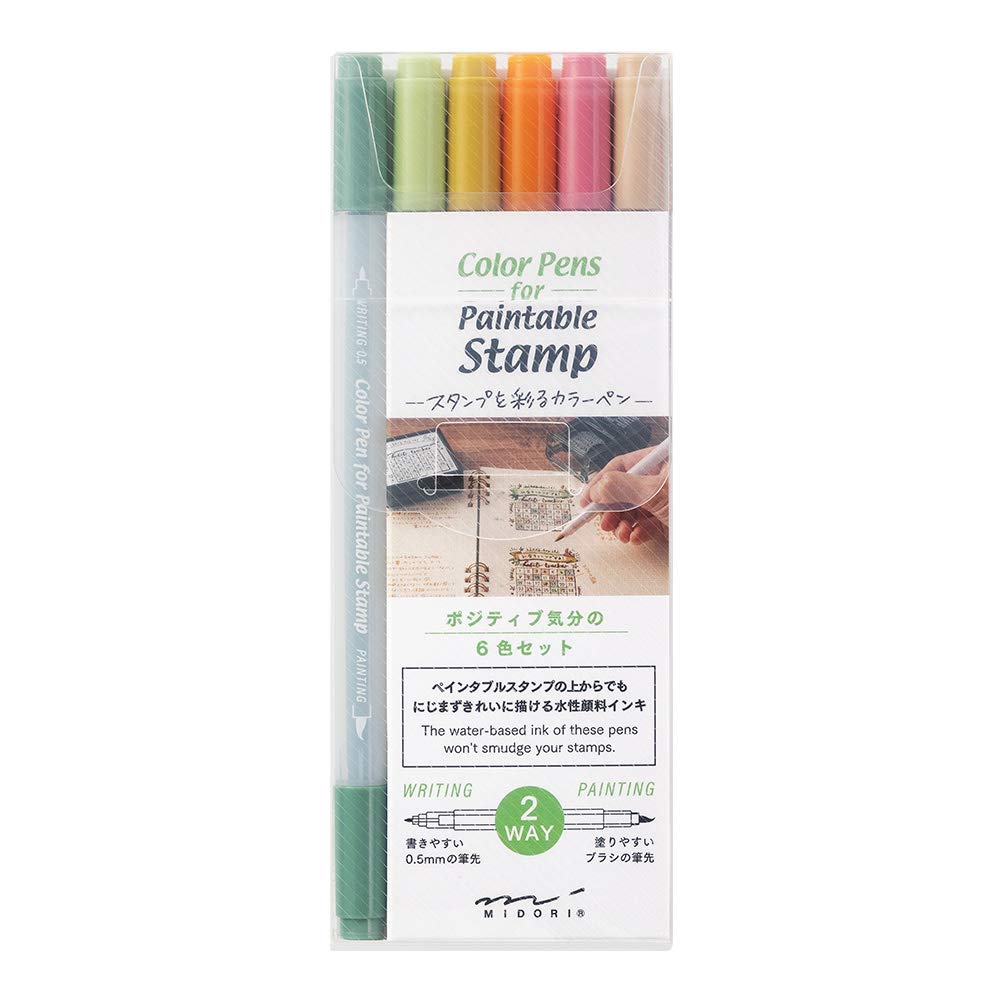 

DESIGNPHIL Midori Paintable Stamp Color Pens, 6-Pack, Positive, 38083006