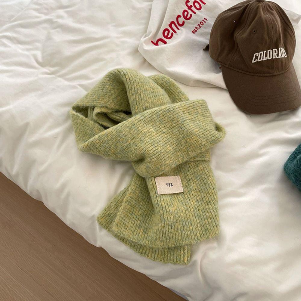 Cold Proof Solid Color Women's Woolen Scarf Thickened Woolen Knitted Warm Scarf Soft Yarn Knitted Scarf Outdoor Warm