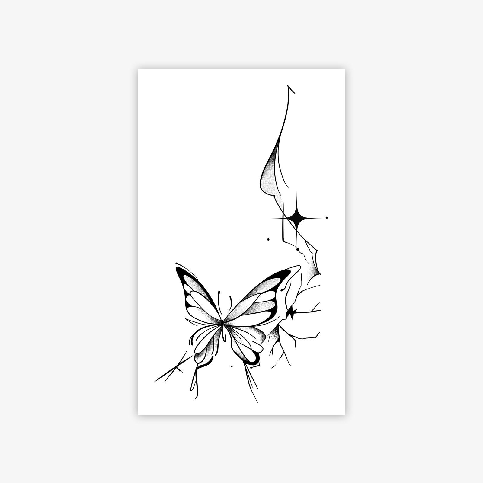 High-Value Simple Personality Spice Girl Diablo Butterfly Flying Tattoo Sticker 9*15