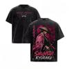 T-shirt Grafica Manga Anime BLEACH Kyoraku Shunsui Uomo Donna Manica Corta Oversize Vintage Lavata Girocollo Cotone Streetwear Moda Harajuku Tee