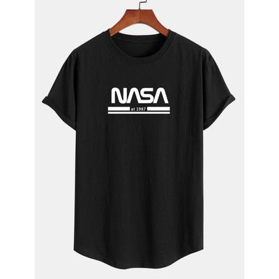 Unisex's Summer 100% Cotton Fashionable Casual Loose Fit Plus Size Letter Pattern Printed Sports Round Neck Short Sleeved T-shirt