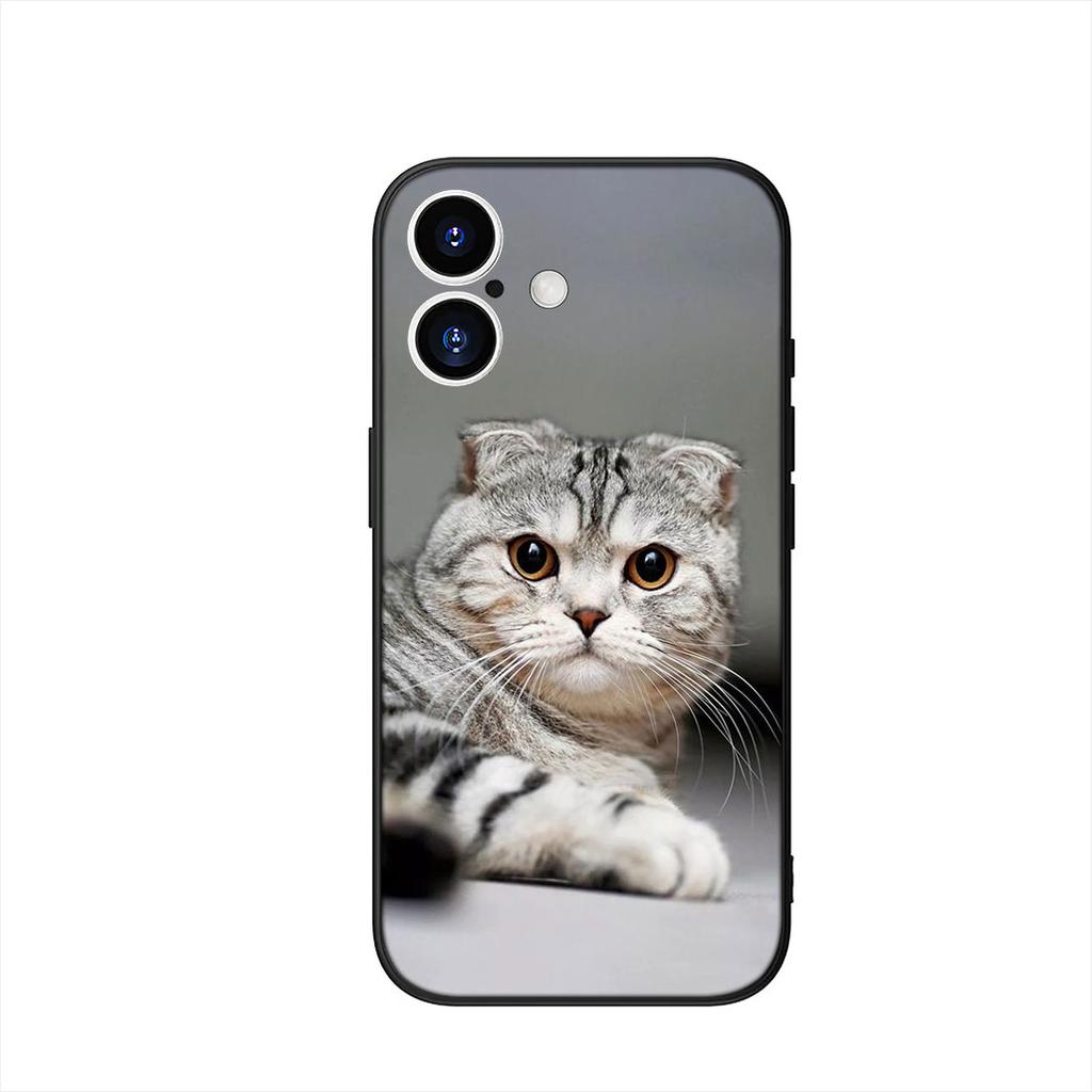Blue Cat Green Eyes Meow Phone Cover Case for Apple iPhone 16 15 14 Plus 13 12 Mini 17 Pro Max + 16E Air 16+ ProMax Casing