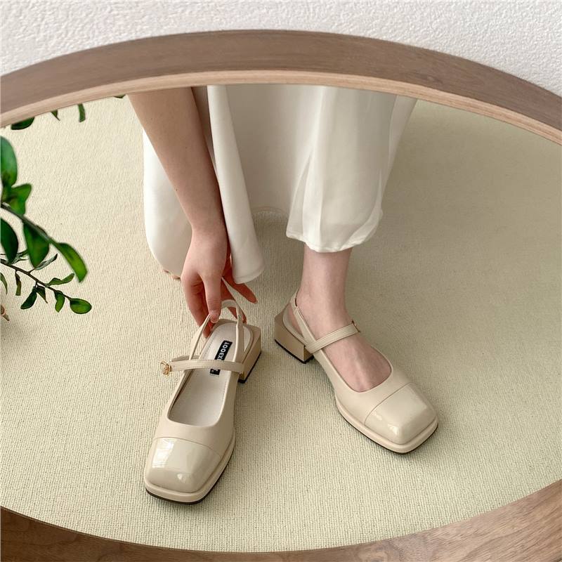 Baotou sandals women's summer new fairy style gentle single shoes versatile thick heel square head Mary Jane shoes