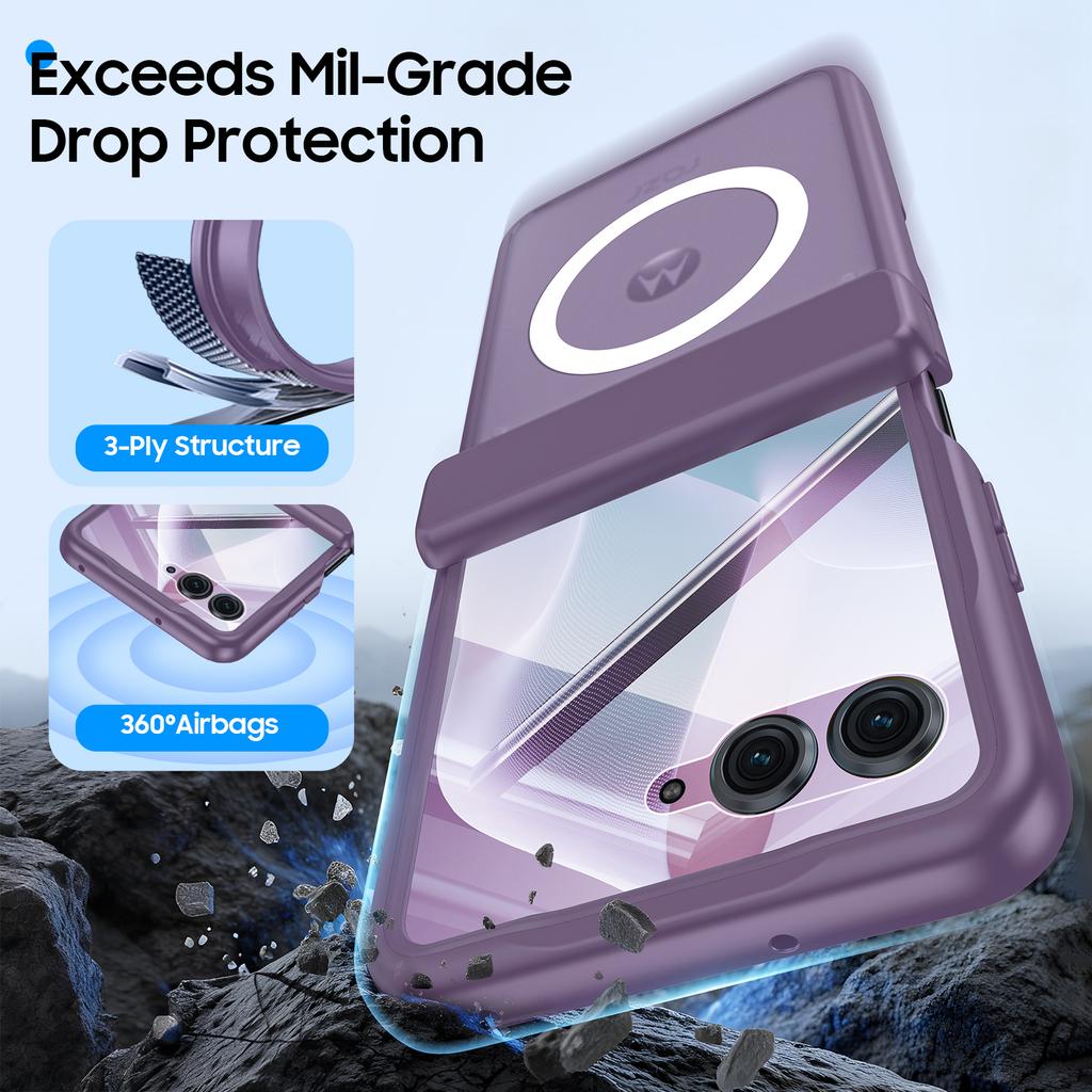 For Motorola Razr Ultra 2025 / Razr Ultra 2026 Magnetic Power,Slim Design,Screen Protector,Hinge Protection,Matte Shockproof Phone Case-Purple