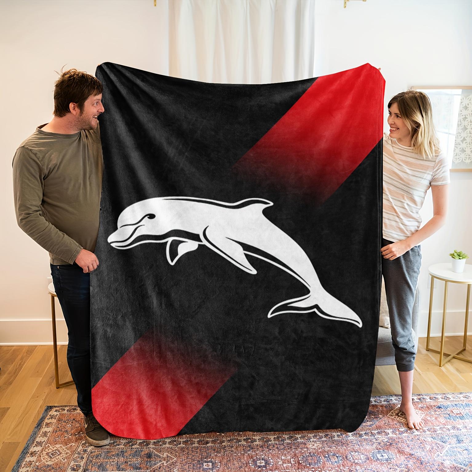 

Cozy Black and Red Dolphin Print Flannel Blanket - Soft, High-Quality Digital Print, Perfect Gift for Family and Friends, All-Se 75x90cm