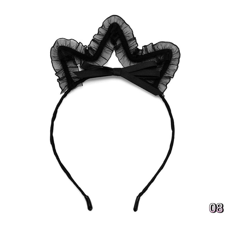 Sexy Bunny Ears And Cat Ear Rabbit Ear Hair Accessory Lace Feathe-r Headband for Women Cosplay Costume Party Headwear