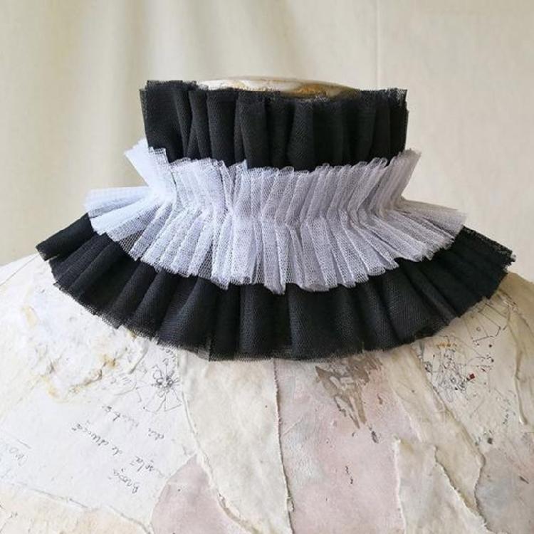 Vintage Renaissances Ruffled Mesh False Collar Victorian Gothic Neck Ruff Shawl Scarf Costume Cosplay Props for Women