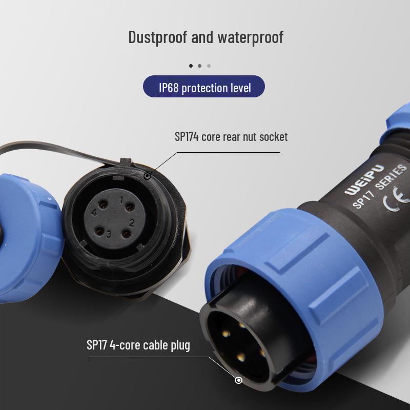 Weipu SP17 4-Pin Aviation Plug Mating Nut Socket Set, IP67 Waterproof Connector