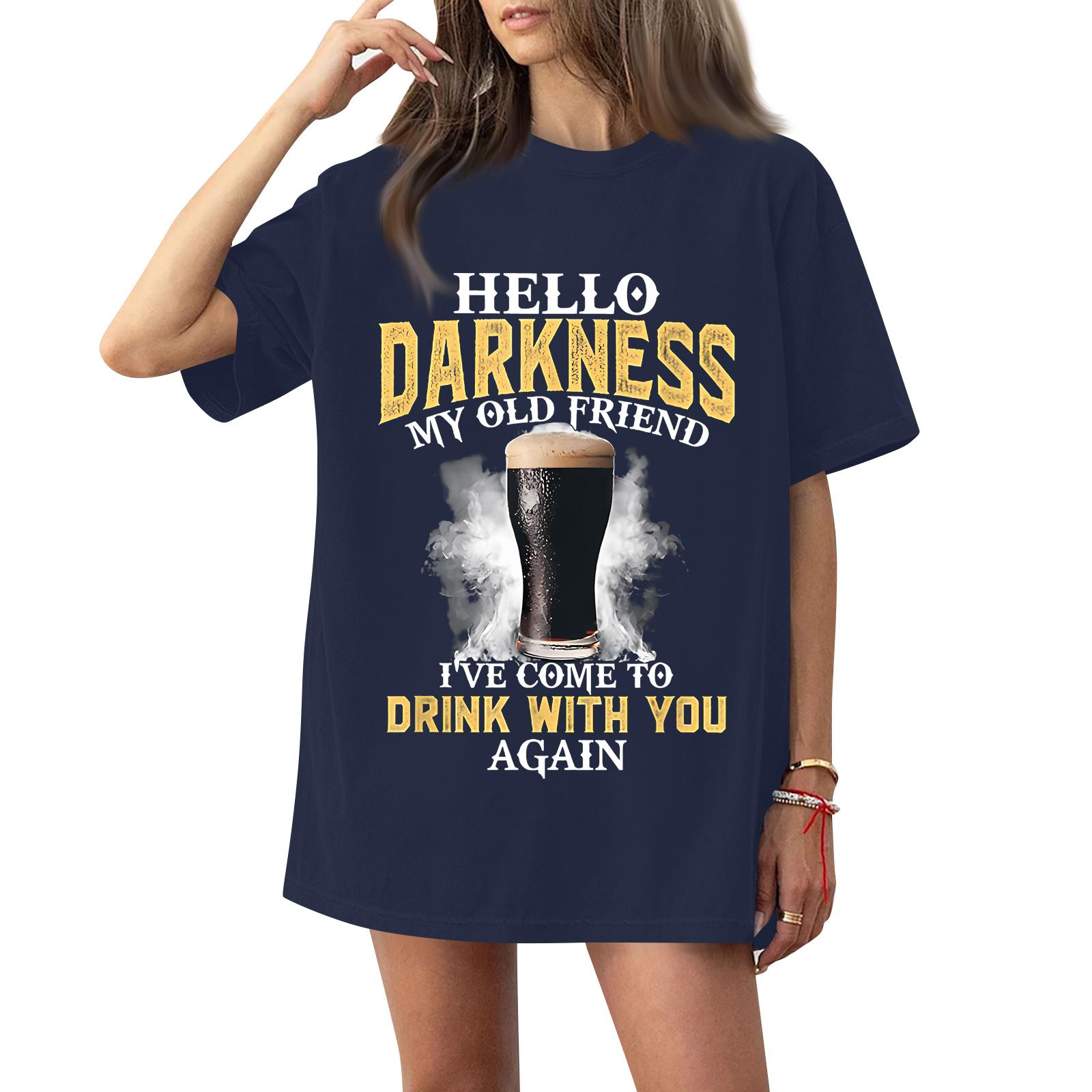 

( Darknss My Old Freend) Women s Fashion Casual Short-Sleeve Neck St. Patrick s Day Printed Shirt/T-Shirt Top XXXXXL Темно-синій
