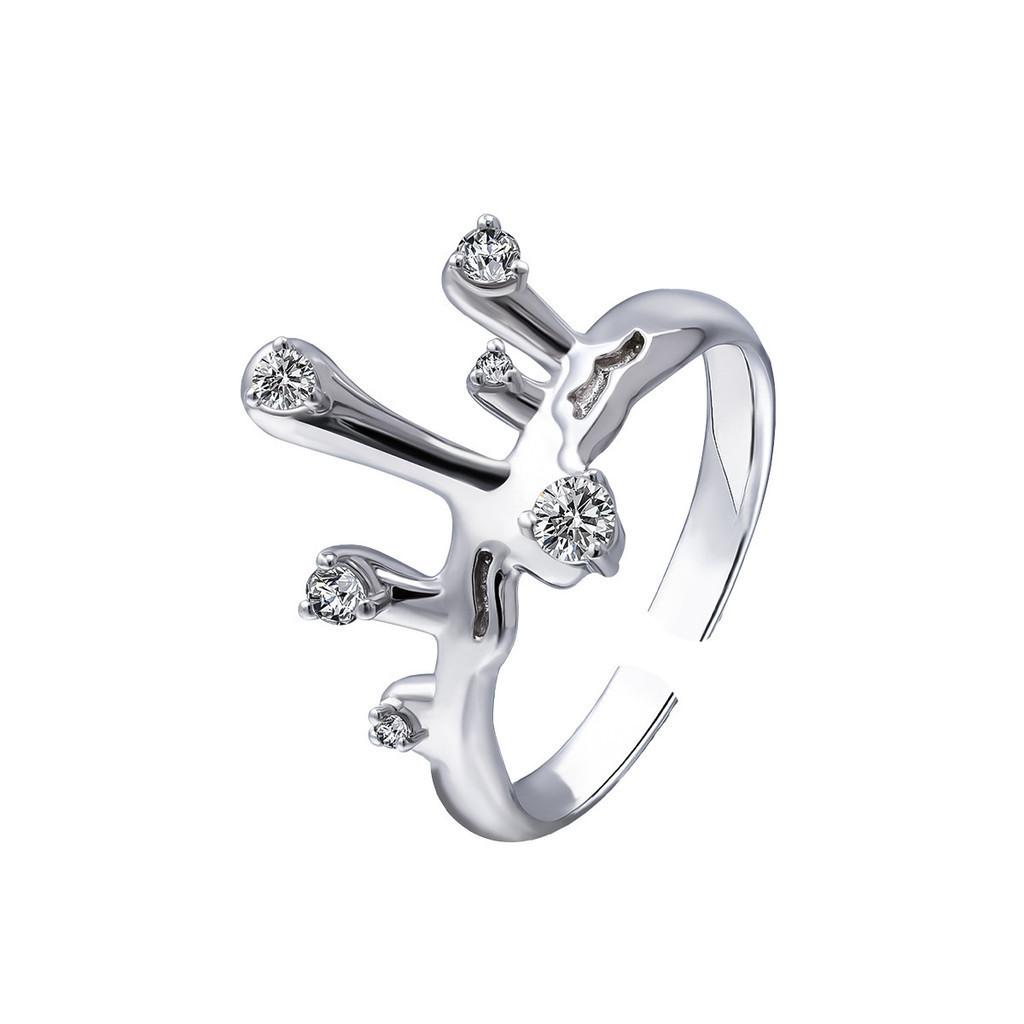 Modern Sterling 925 Silver Adjustable Ring For Women With Trendy Geometric Design
