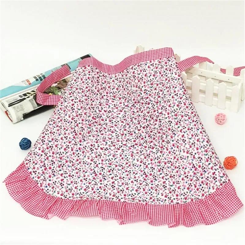 

Practical Waist Kitchen Apron Lace Half Bib Maid Costume With Party Favors For Women Waitress розовый