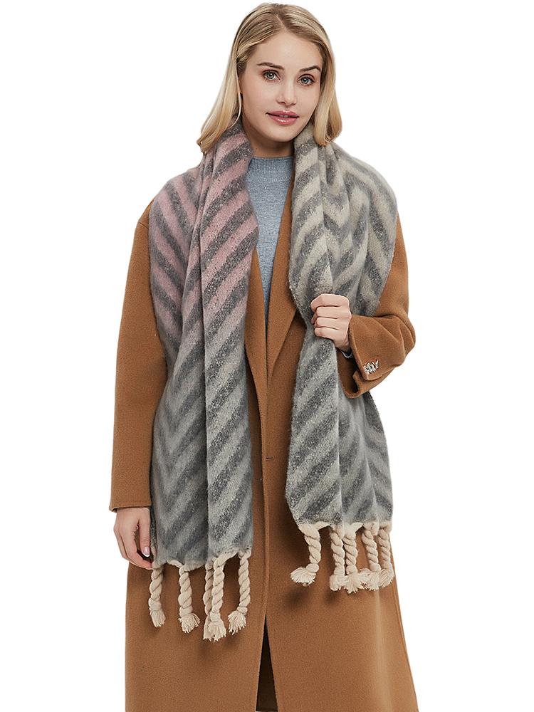New Imitation Cashmere Women Scarf Winter Preppy Style Striped Tassel Pashmina Mujer Femme Foulard Bufanda Wrap Shawl Men'S