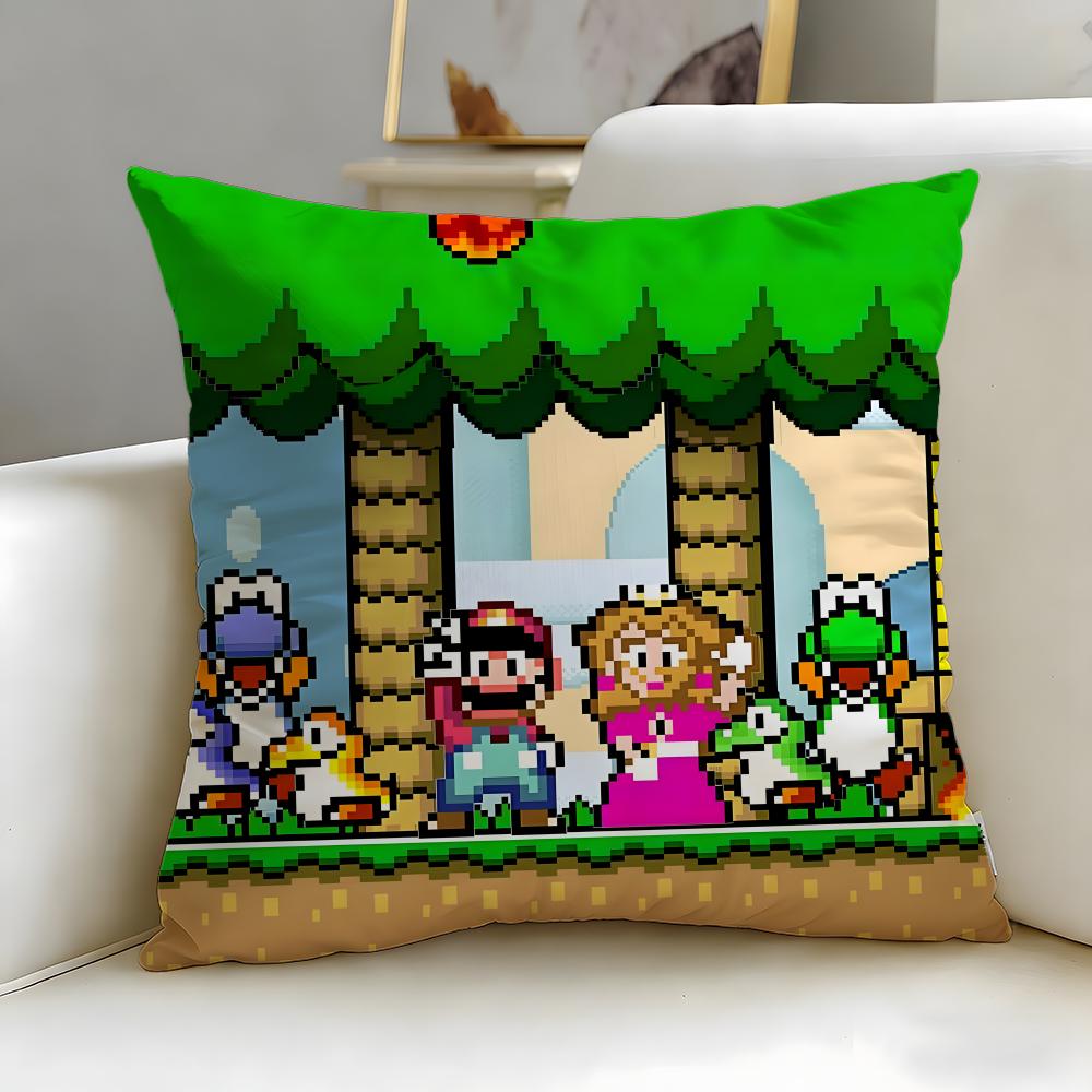 classic game character Mario Cushion Cover Soft & Easy-Wash Pillow Case – Versatile for Couch, Bed, Travel and Office