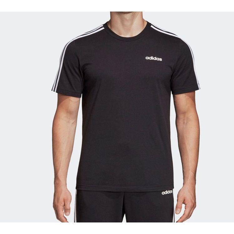 adidas Striped Casual Sports Round Neck Short Sleeve T-Shirt Men Tops Black DQ3113