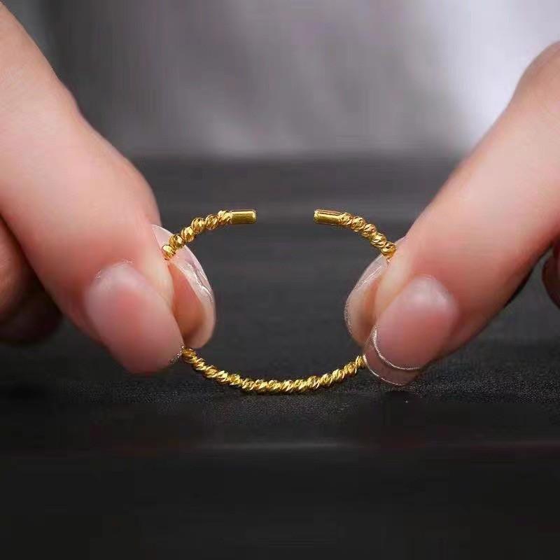 Vietnamese 2023 Elegant Sand Gold Memory Ring For Women With Stunning Sparkling Beads