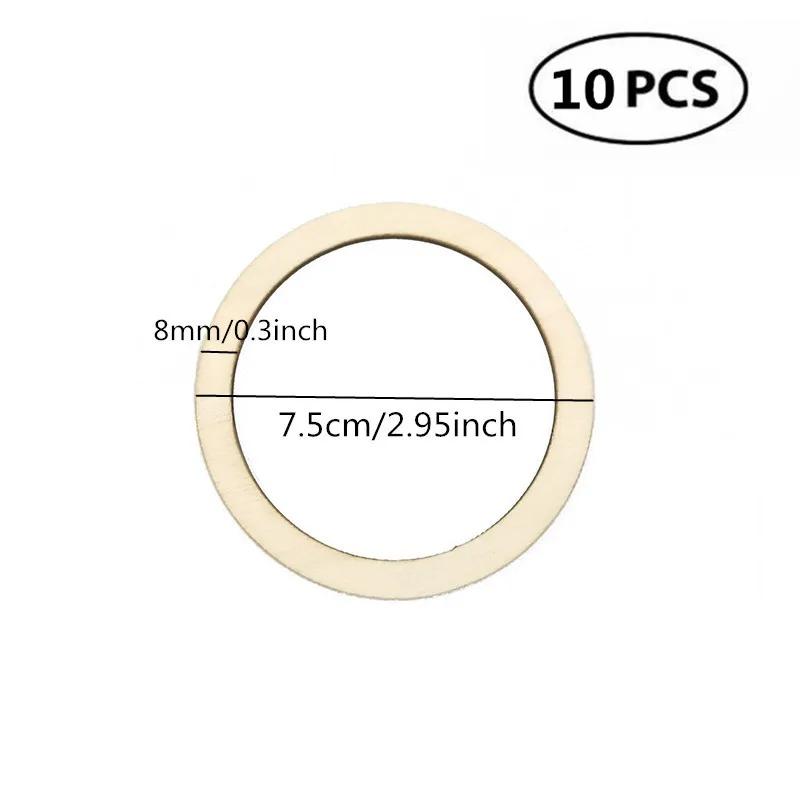 

10pcs 7.5cm Wood Rings Wooden Rings Circles for DIY Pendant Connectors Jewelry Making Wedding Christmas Decor