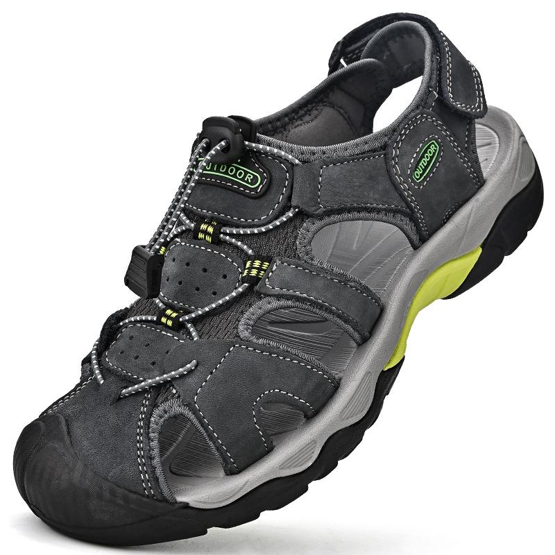 

Foreign trade export explosion high-end summer sandals breathable bag beach shoes sports and leisure shoes men s large size 48 сірий колір