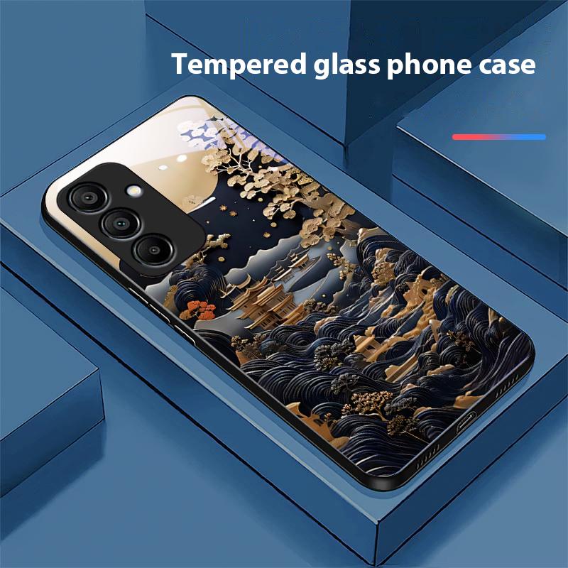 

Jubao Basin Water Чехол для телефона из черного закаленного стекла для Samsung Galaxy A15 5G 54 4G 51 50 24 35 90 71 12 51 53 52S 80 22 34 For Samsung A34 5G