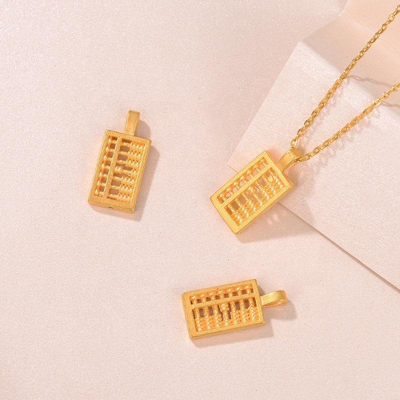 Xinfly 2023 Trendy Luxury Jewelry Fashion Solid 999 Pure 24K Gold Abacus Bead Lucky Charms Pendants 18K Gold Necklace