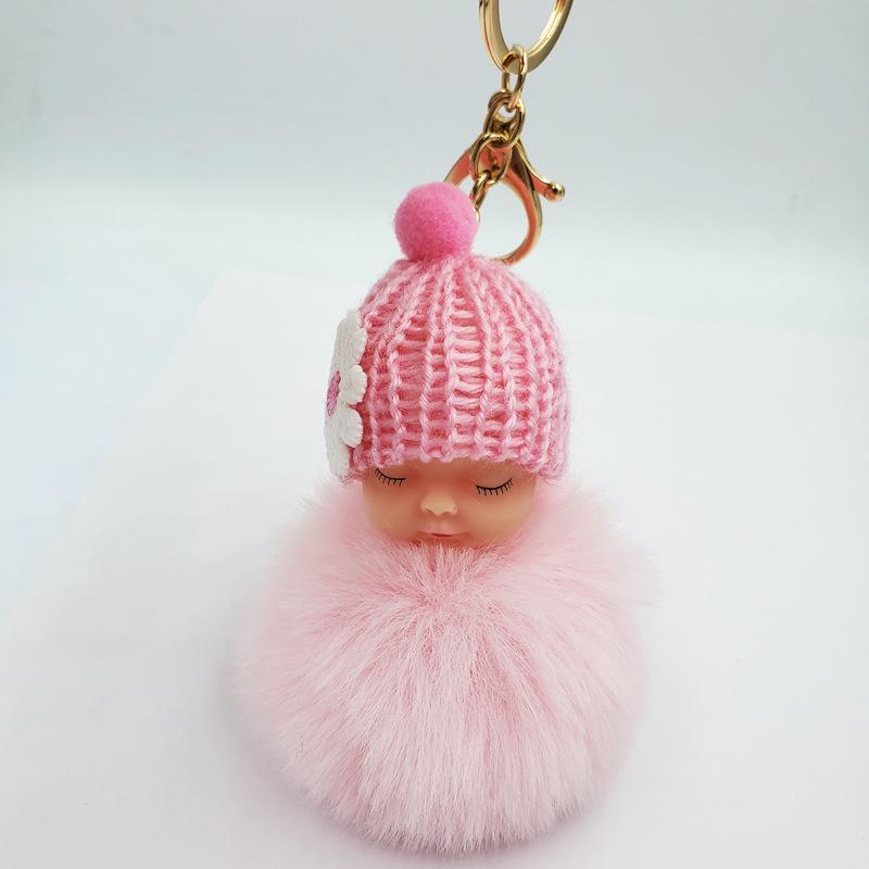 Imitation Rex Rabbit Fur Sleeping Doll Keychain - Cute Sleeping Baby Bag Pendant Gift