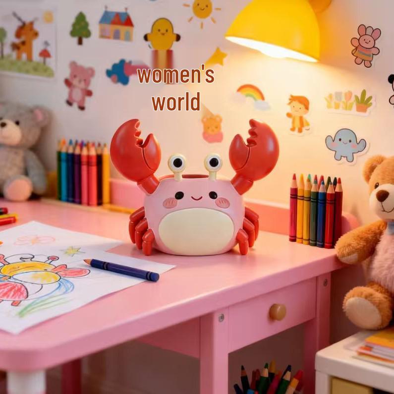Cartoon Crab Pen Holder - Office Desktop Ornament & Souvenir Stationery Decor